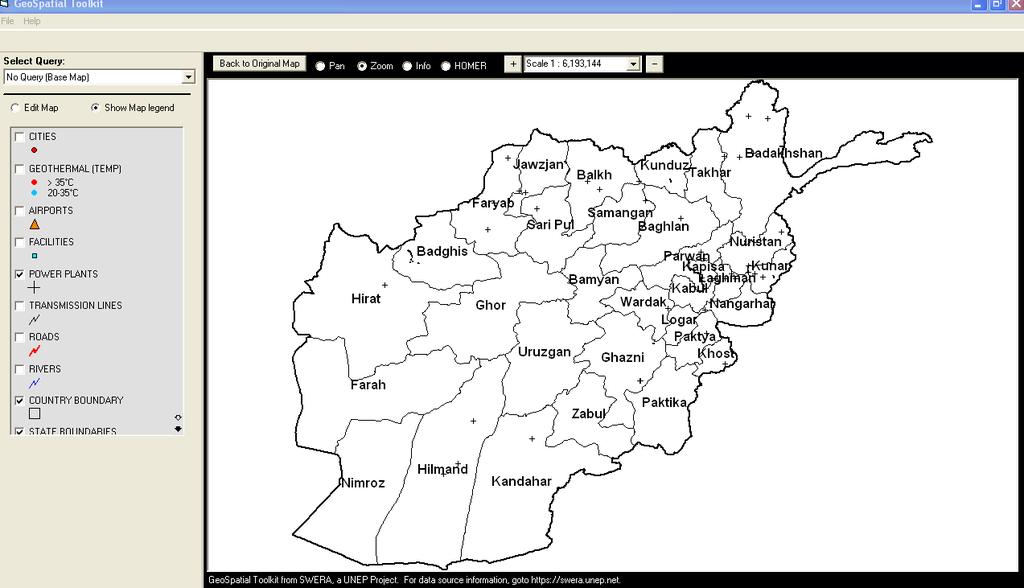 Afghanistan GsT Opening Screen Legend with data layers Data