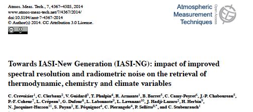 Expected improvement with IASI-NG IASI-NG (IASI-New Generation) IASI IASI-NG Chemistry DOFs Error (%) DOFs Error (%) What the NG brings O 3 3-4 CO 1-2 PBL : 60% Tropo : 11% PBL : 16% Tropo : 8% 4-5