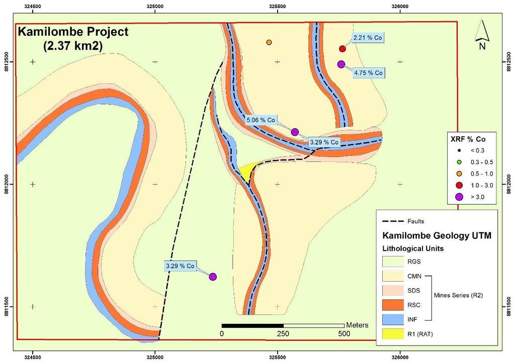 Kamilombe Project High Grade Drill Intersections Borders on KCC s deposits (400,000 tonnes of contained cobalt)¹ Kamilombe project covers a surface area of 2.