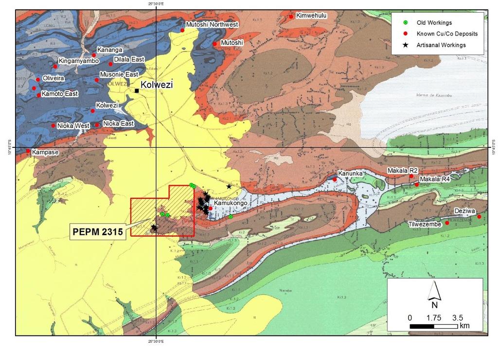PEPM2315 Location and Geology Early stage cobalt-copper project in highly prospective Roan belt Permit covers an area of 28.