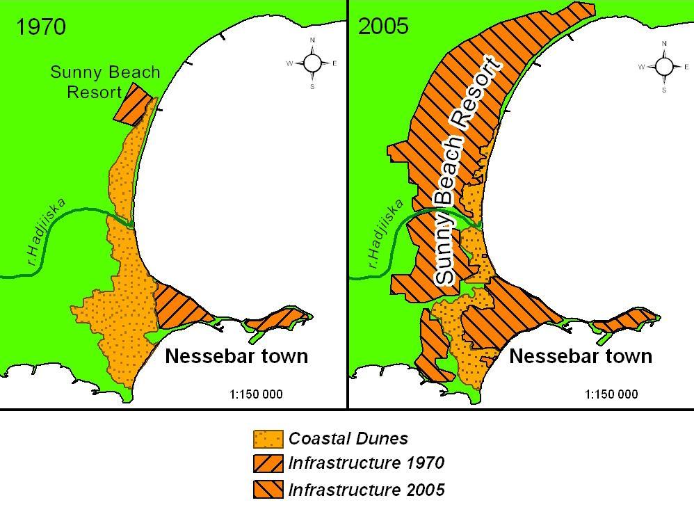 In 1960-70s the sand dune area was 2.26 km 2 In 2005 this area decreased to 1.