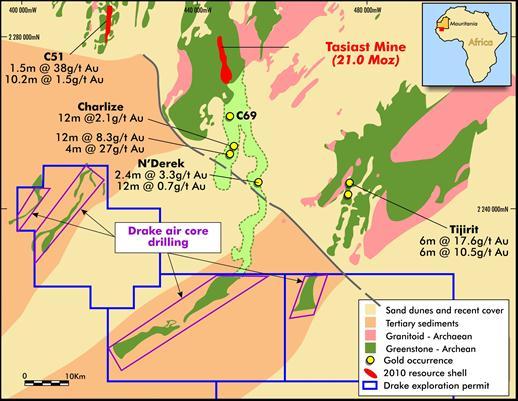 8 Tasiast South Project Targets generated from structural interpretation 20,000m air core
