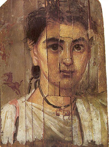 Figure 1. The boy from Al Fayum; 2nd century; Encaustic panel painting; The figure shows local cracking in the painting Fick s law, see equation (4) and (5).