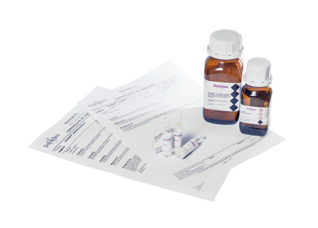 , the comprehensive range of solutions for a reliable Karl Fischer titration Scharlau Standards for Karl Fischer titration Standards of a known water content are used to determine the factor of the