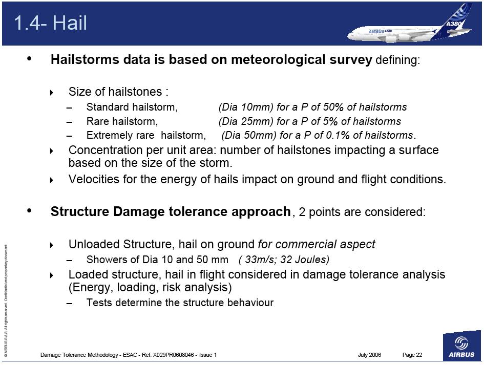 Airbus Damage Tolerance Methodology - Hail FAA workshop for Composite Damage Tolerance & Maintenance July 19-21