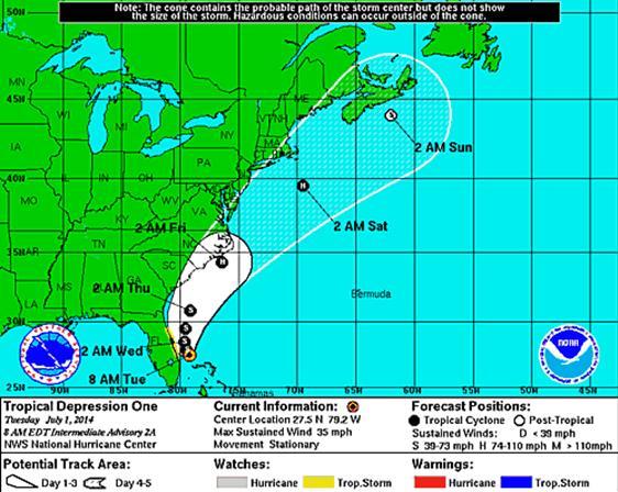 Atlantic Tropical Depression 01L As of 8:00 a.m.