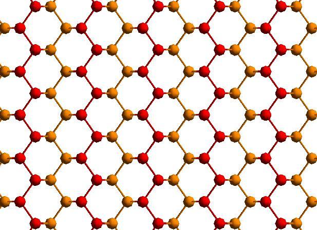 Top view (from [-1,-1,0]) Reconstruction of Ga(110) surface has 3 covalent bonds,