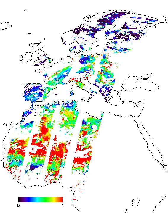Aerosol Optical Depth at 550nm over Africa and Europe for the first