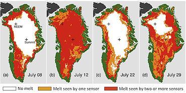 Greenland Melt event in 2012 Extremely warm temperatures in July 2012