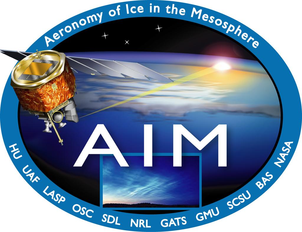 AIM overview GATS NASA Small Explorer mission to study polar mesospheric clouds and their environment launched 25-Apr-2007, into 600 km sun-synch orbit prime mission