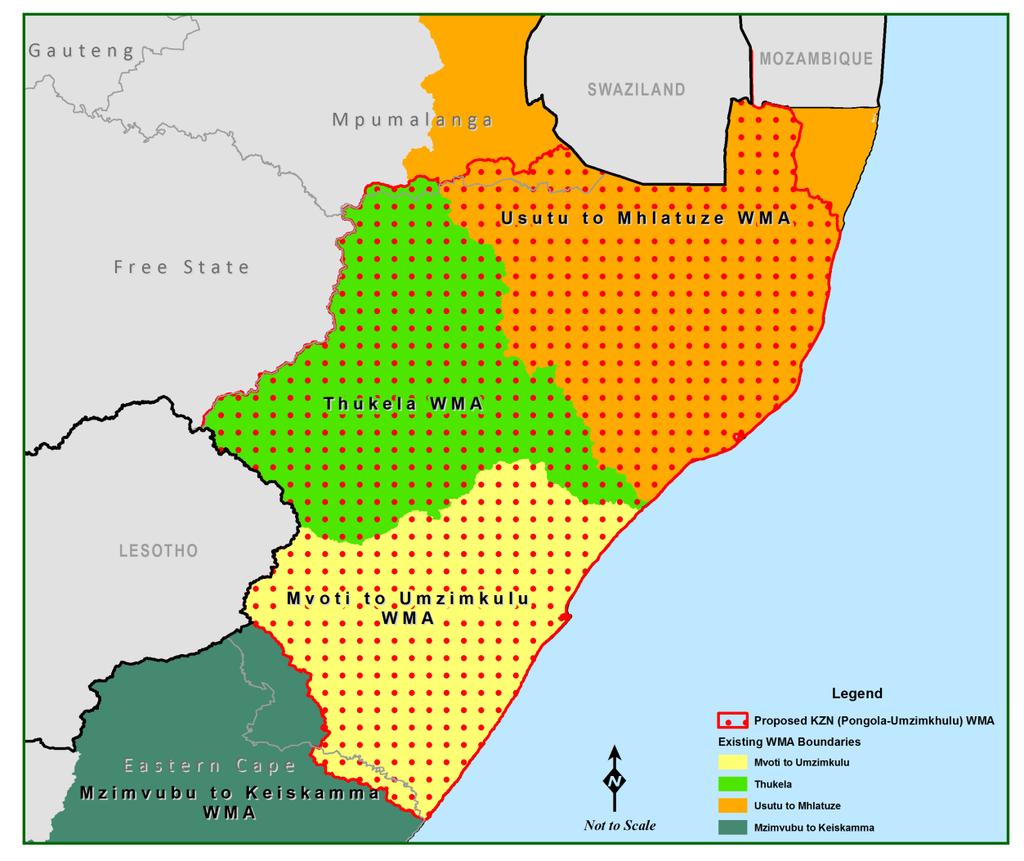 Figure 2.3 Proposed KwaZulu-Natal Water Management Area (after DWA 2012). The human footprint within Umgeni Water s area of operation is summarised in Figure 2.4 (after KZN PGDS 2011).