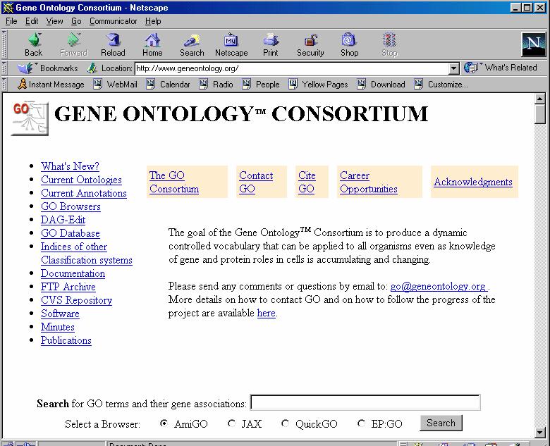 Gene ontology* consortium** Major principles Molecular function Biological process Cellular component * The subject of ontology is the study of the categories of things that exist or may exist in