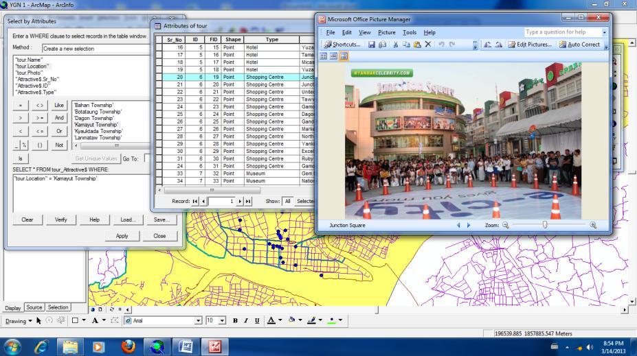178 Dagon University Research Journal 2014, Vol. 6 Figure 4. Spatial query and image of shopping centre in Yangon City Figure 5.