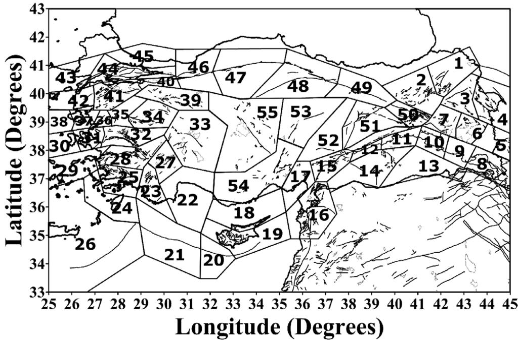 104 (2009), including duration magnitude (M D ) for 73,530 earthquakes occurring in Turkey between 1970 and 2006; Öztürk used empirical relationships to compile a homogenous and complete earthquake