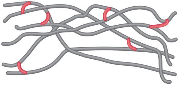 Straight-chain polymers can be made more rigid by cross-linking. Vulcanization of natural rubber is an example of cross-linking.