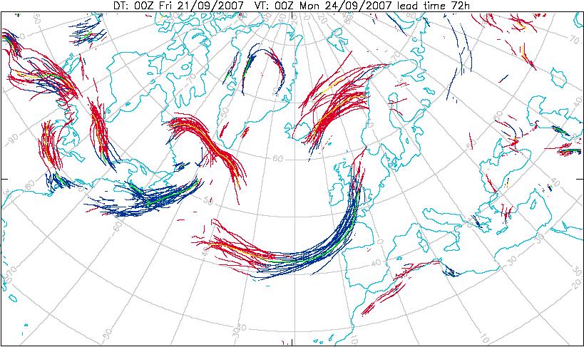 Cyclone database: Spaghetti plot of objective fronts The cyclone database objectively