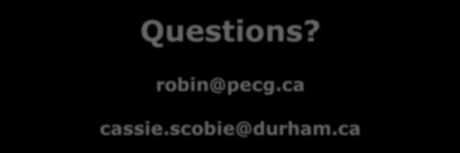 Questions? robin@pecg.