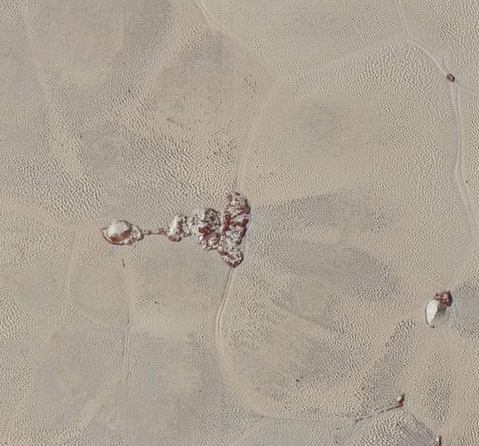 Obr. 8. Obrázok Pluta zaznamenáva detaily až do 270 metrov. Povrch šírky 120 km so zaujímavou textúrou obklopujúcou dve izolované l adové hory. pohybu ich vlastná váha.