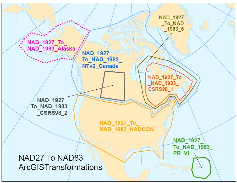 Working with Projections in ArcGIS Projecting Data in ArcGIS Transformation methods NAD27/NAD83 These maps are available from ArcScripts.