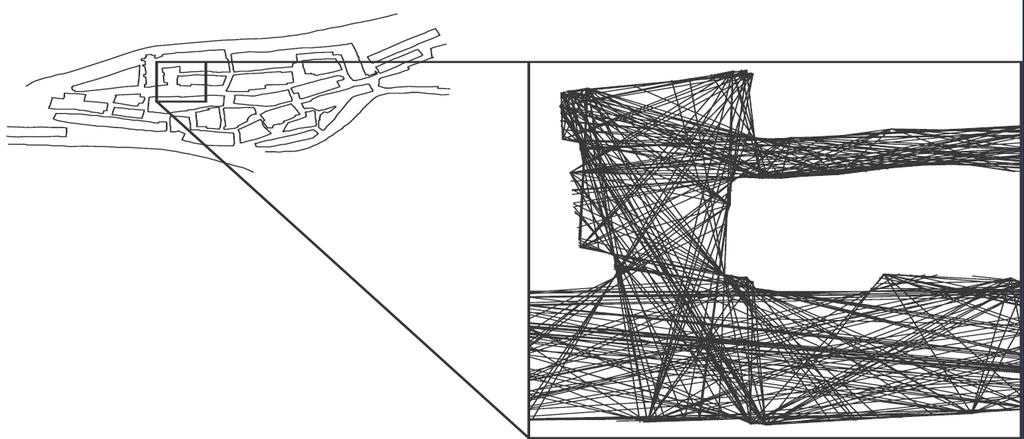 Space syntax as a configurational theory of architecture 1 Figure 8. Detail of the all-line map generated from a vectorised version of a settlement layout (from Turner et al., 005).