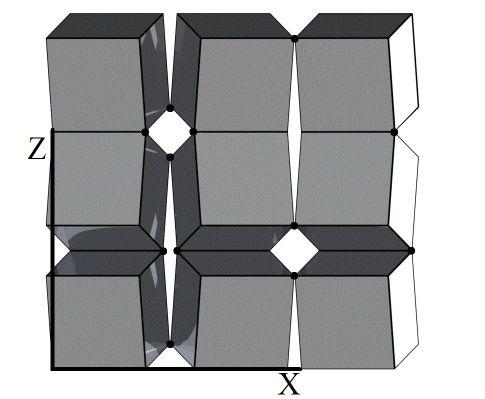 Deformation results in tilting of the cubes at the pivot