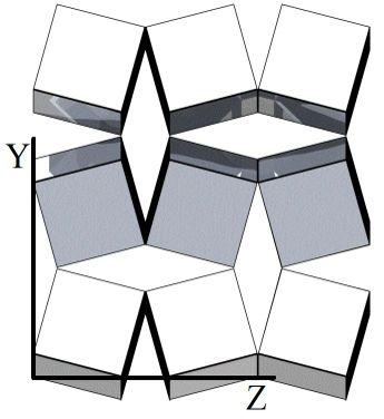 This tilt causes void space to appear in the structure