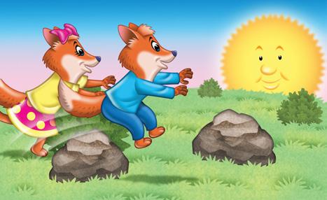 Paddy and Paws raced toward the setting sun. Look, said Paddy. The sun is already going away! We need to hurry! Paws said.