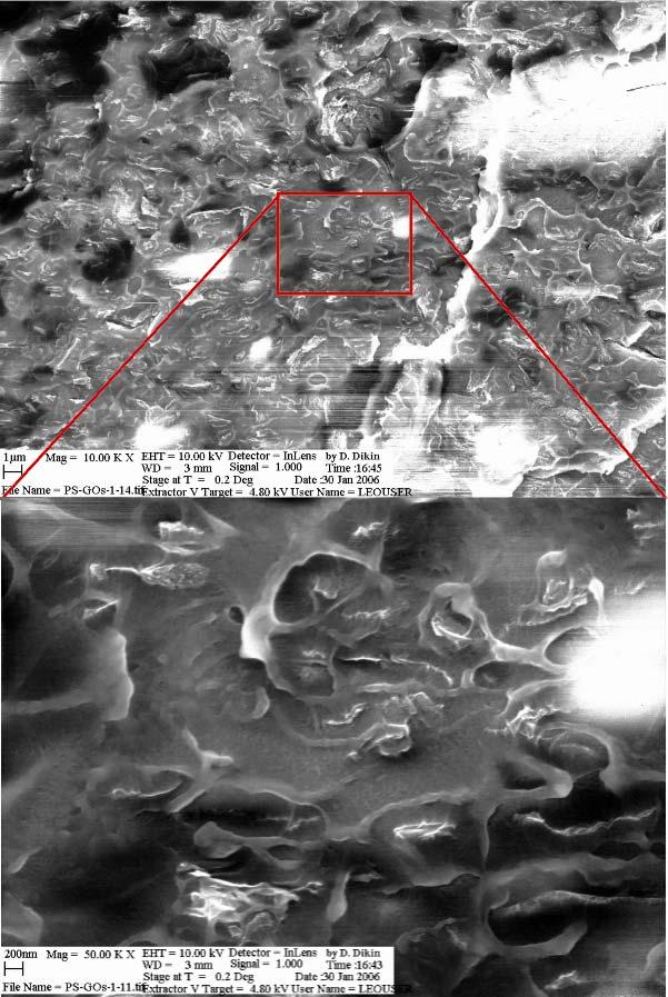 Chemically exfoliated and reduced pigo, showing uniform dispersion and high particle concentration. (b) Right, top and bottom.