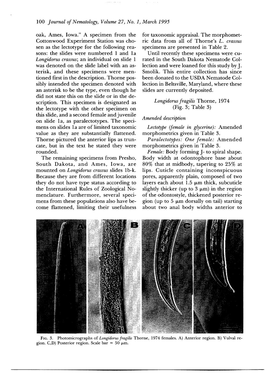 100 Journal of Nematology, Volume 27, No. 1, March 1995 oak, Ames, Iowa.
