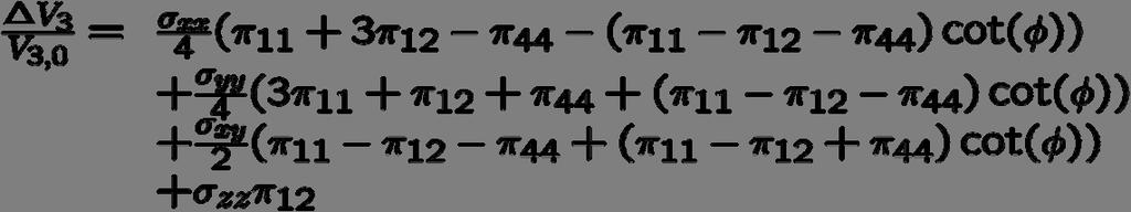 As seen in Table 1 the relative voltage changes depend on the angle φ, the stress components σ xx, σ yy, σ xy, and σ zz, and the piezocoefficients π 11, π 12, and π 44.