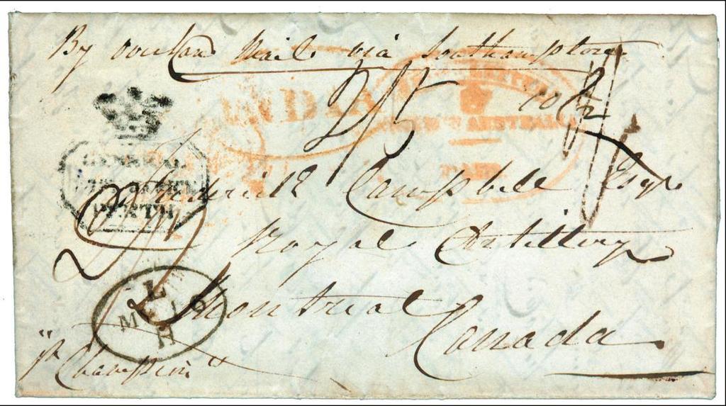 WESTERN AUSTRALIA to CANADA 1845 and 1846 Very few early covers recorded from Western Australia to Canada.