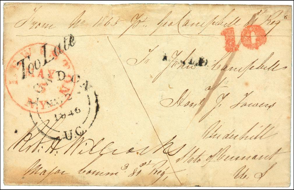 CANADA to UNITED STATES 1846 and 1848 Two covers PREPAID the ONE PENNY SOLDIER S CONCESSION