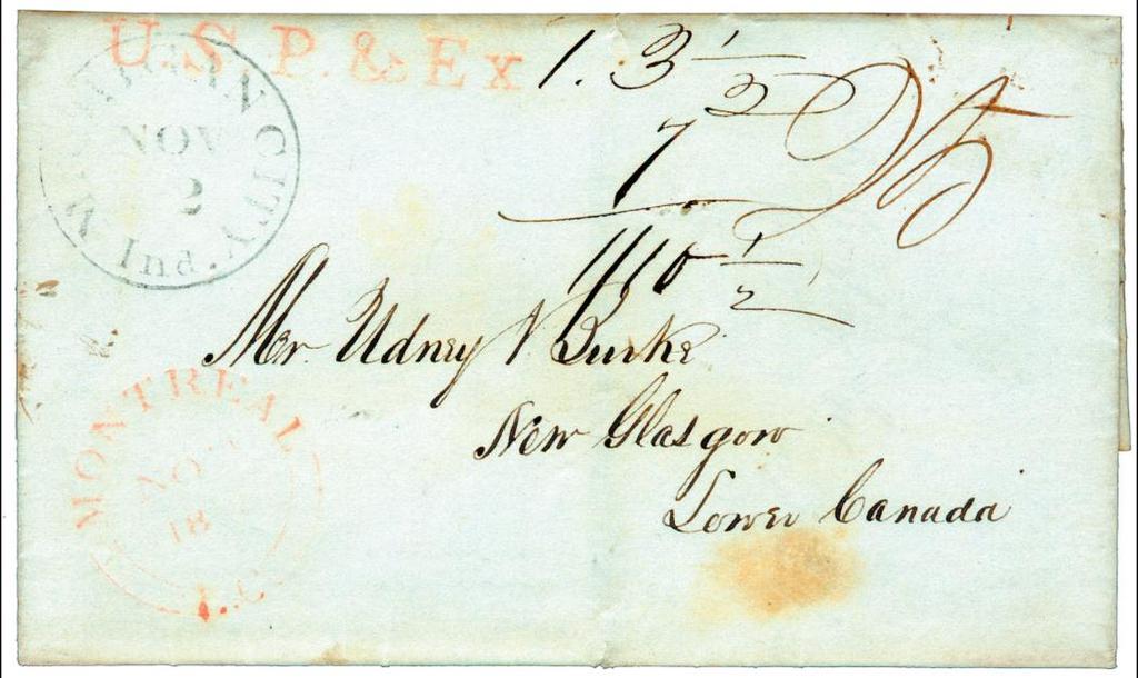 UNITED STATES to CANADA 1843 and 1844 Two Covers to Canada with the