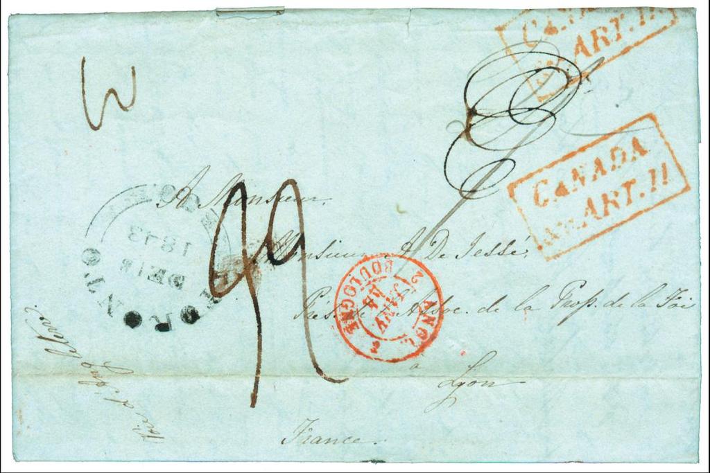 CANADA to FRANCE 1843 and 1845 Two covers with CANADA & ART.