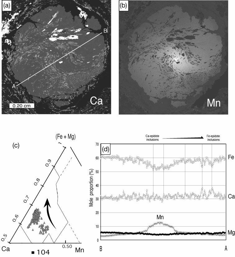 JOURNAL OF PETROLOGY VOLUME 44 NUMBER 7 JULY 2003 Fig. 9. Chemical zoning of large Type-2 garnets in an epidote-bearing micaschist (Ga-104).