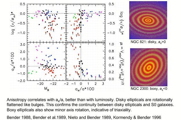 Anisotropy and shape Core galaxies are boxy and slow
