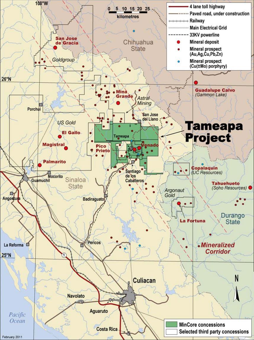 Location McEwen Mining Tameapa Project is approximately a 2