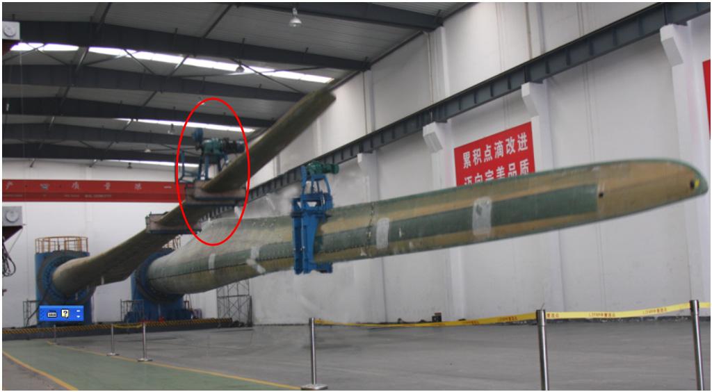187. VIBRATION CHARACTERISTIC OF WIND TURBINE BLADES IN FATIGUE LOADING TEST. 1 mm, and the resonance phenomenon occurred at this time. When the loading frequency was =.