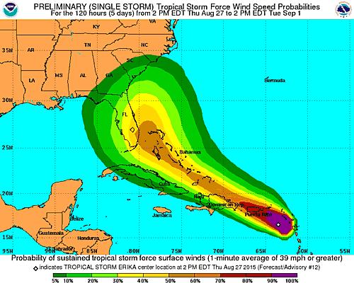 Tropical Storm Wind Probabilities (34Kt): Jacksonville 21% Daytona