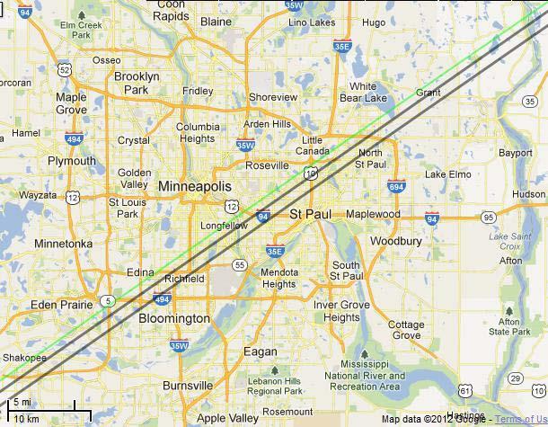 Graze of 4.9-mag. ω 2 Tauri (ZC 628) over Minneapolis, Minn. on 2012 Aug.