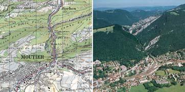 3D Map Example "Klus von Moutier : Situation (2) (Topographic map: SwissMap 50, 2005 swisstopo) (Aerial view:
