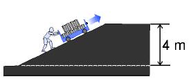 U g = (102 kg)(9.8 m/s 2 )(4 m) = 3,998 J O A cart with a mass of 102 kg is pushed up a ramp. O The top of the ramp is 4 meters high.