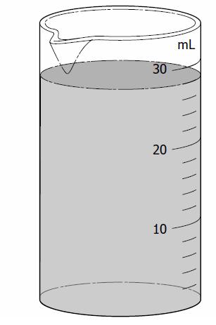 24. Which measurement is closest to the volume of liquid in the beaker A 40 milliliter C 20 milliliters B 10 milliliters D 30 milliliters 25.