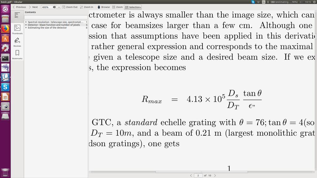 Highest resolution and relevant echelle spectrometer parameters Geometric optics limit, no