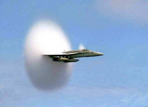 Shock wave in air M s > 1 M s = 1 M s < 1 F/A-18 Hornet Fighter Jet M