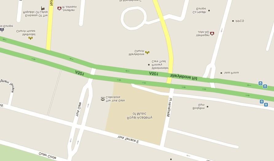 5.4: The Marylebone Road corridor (Source: Google Maps) Both the Russell Square