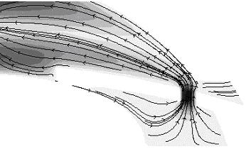 the pressure contours are plotted in a vertical mid plane for m/s a b c d z y,g e z x Figure 7-5: Extended view of streamlines