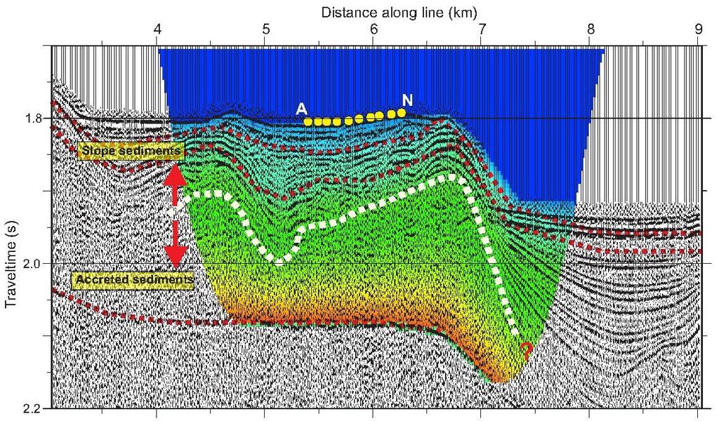 GAS HYDRATE CONCENTRATIONS NEAR SITE U1327 In September 2005, ten OBSs were deployed in a linear array at a nominal spacing of 100 m, near IODP Site U1327 and ODP Site 889 (Fig. 1).