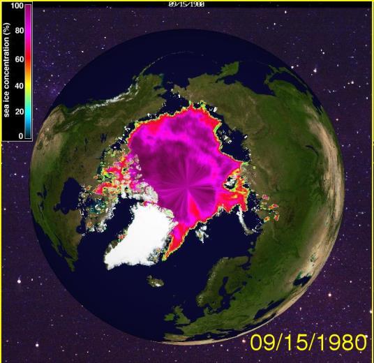 Changing sea ice extent 1953-2012 Derived