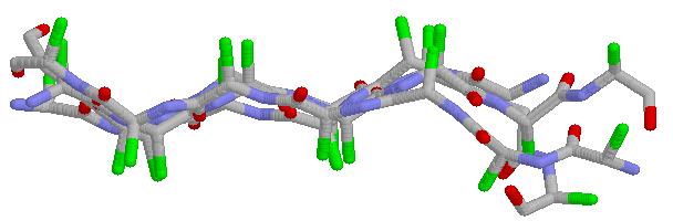 Association av β-strands with hydrogen bonds produces a planar structure, β pleated sheet (β-sheet) Almost ideal β- structurer från glutathion